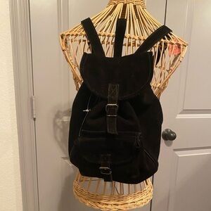 NWT SUN N SAND black suede backpack for woman with front pouch -small handmade